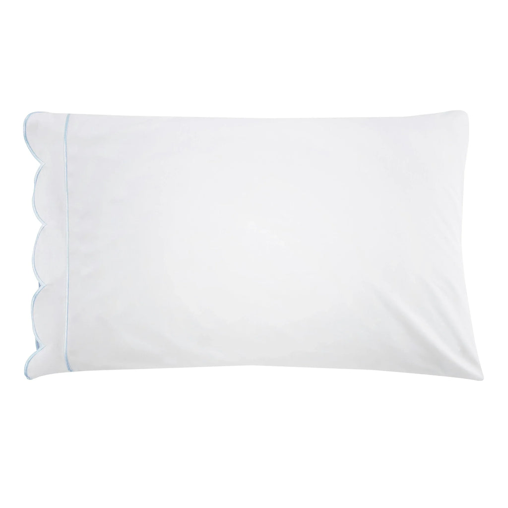 Scallop Frame Embroidered Cotton Percale Pillowcase Pair Mélange Home