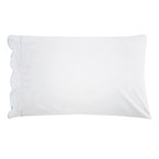 Scallop Frame Embroidered Cotton Percale Pillowcase Pair Mélange Home