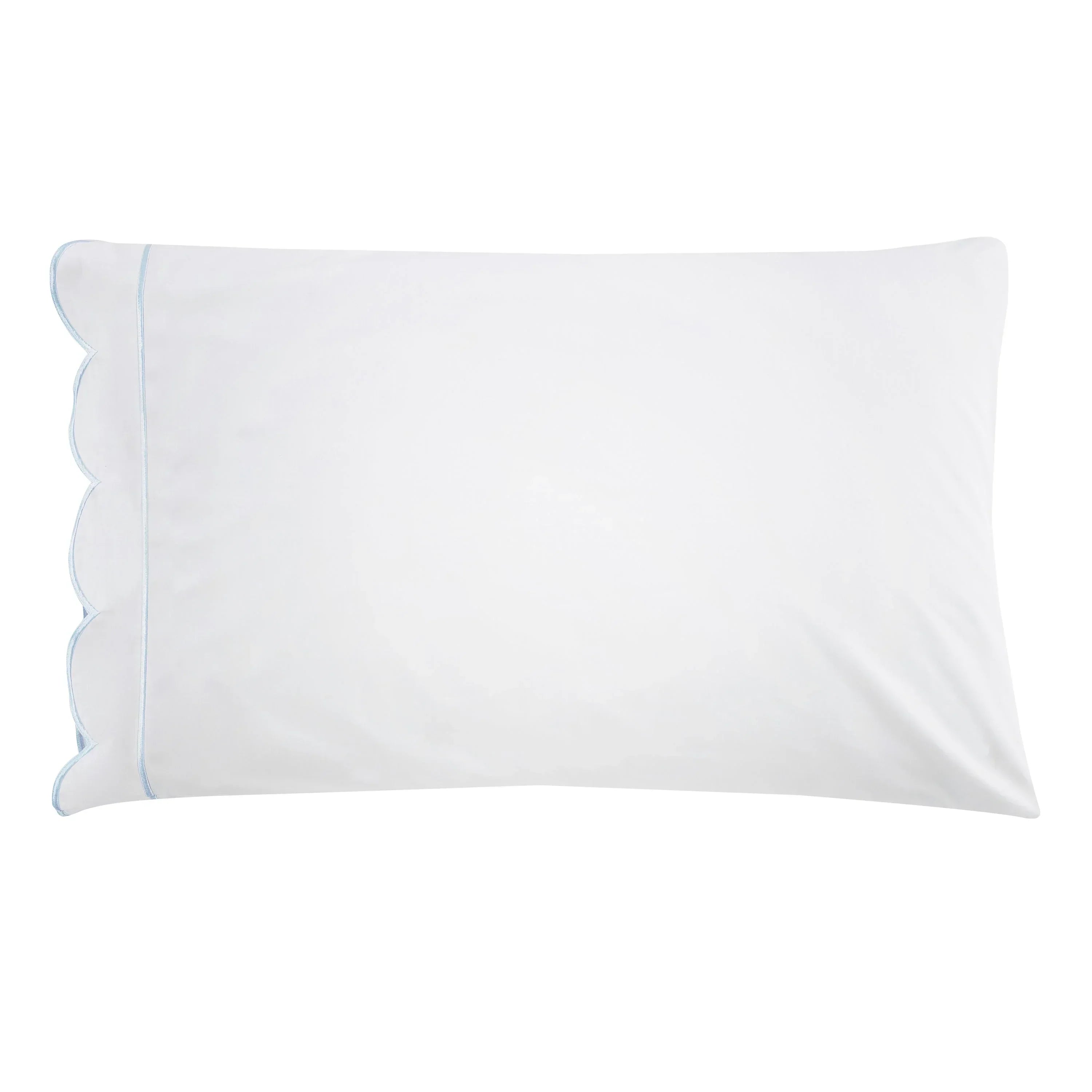 Scallop Frame Embroidered Cotton Percale Pillowcase Pair Mélange Home
