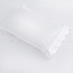 Scallop Frame Embroidered Cotton Percale Pillowcase Pair Mélange Home