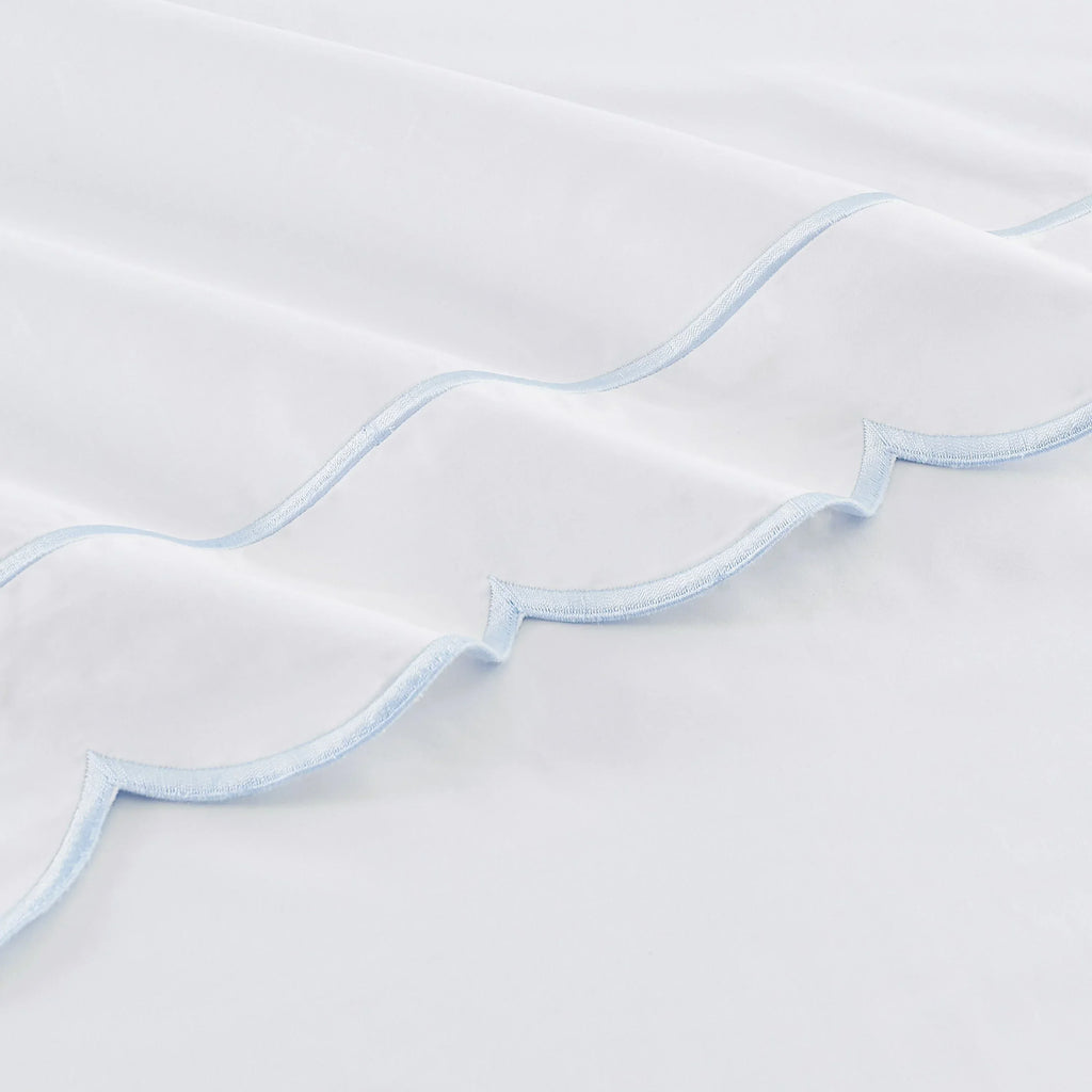 Scallop Frame Embroidered Cotton Percale Pillowcase Pair Mélange Home