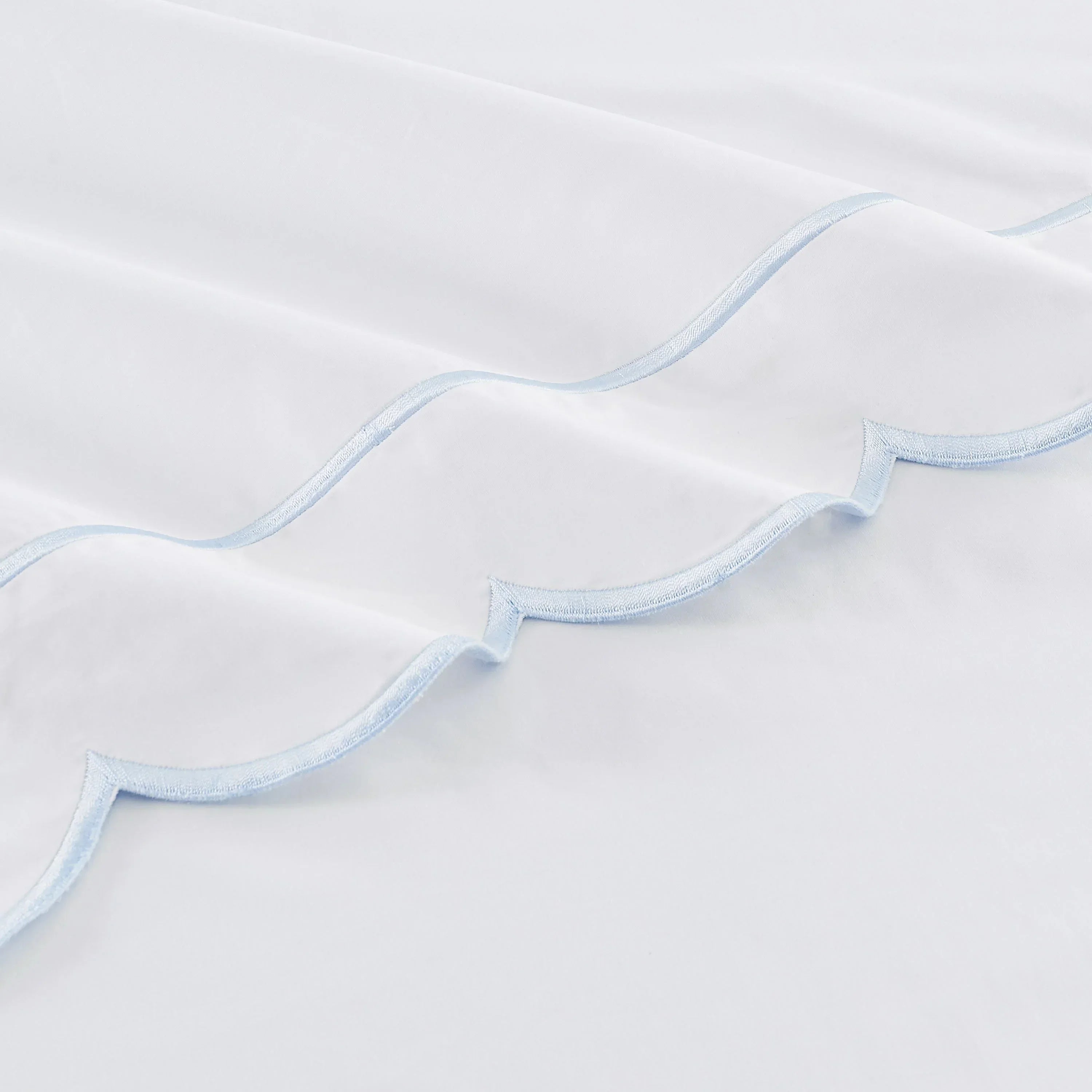 Scallop Frame Embroidered Cotton Percale Pillowcase Pair Mélange Home