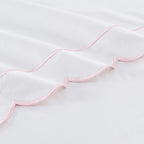 Scallop Frame Embroidered Cotton Percale Pillowcase Pair Mélange Home