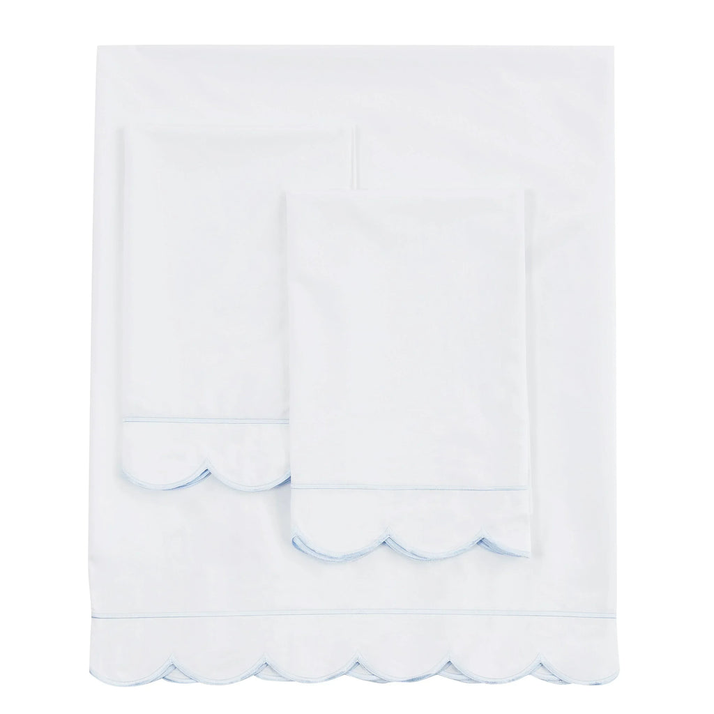 Scallop Frame Embroidered Cotton Percale Sheet Set Mélange Home