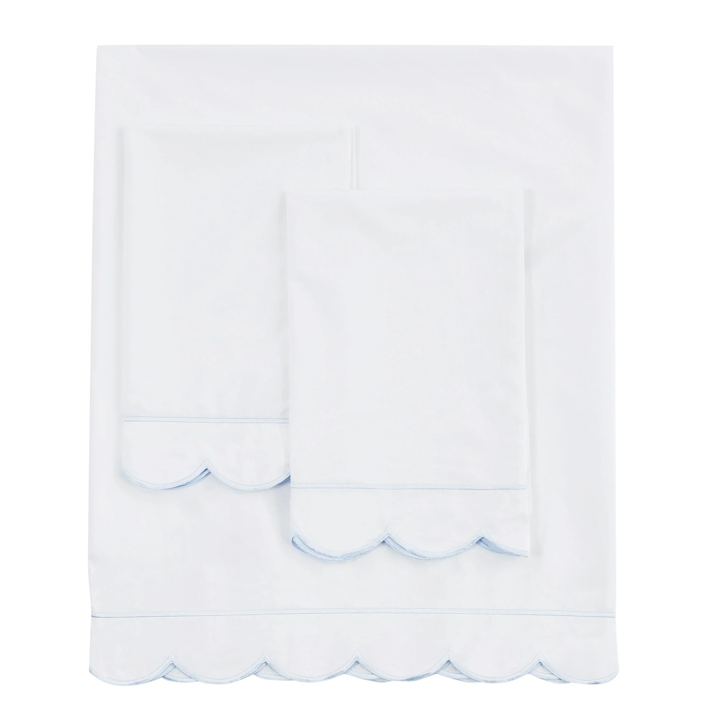 Scallop Frame Embroidered Cotton Percale Sheet Set Mélange Home