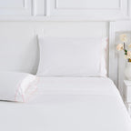 Scallop Frame Embroidered Cotton Percale Sheet Set Mélange Home