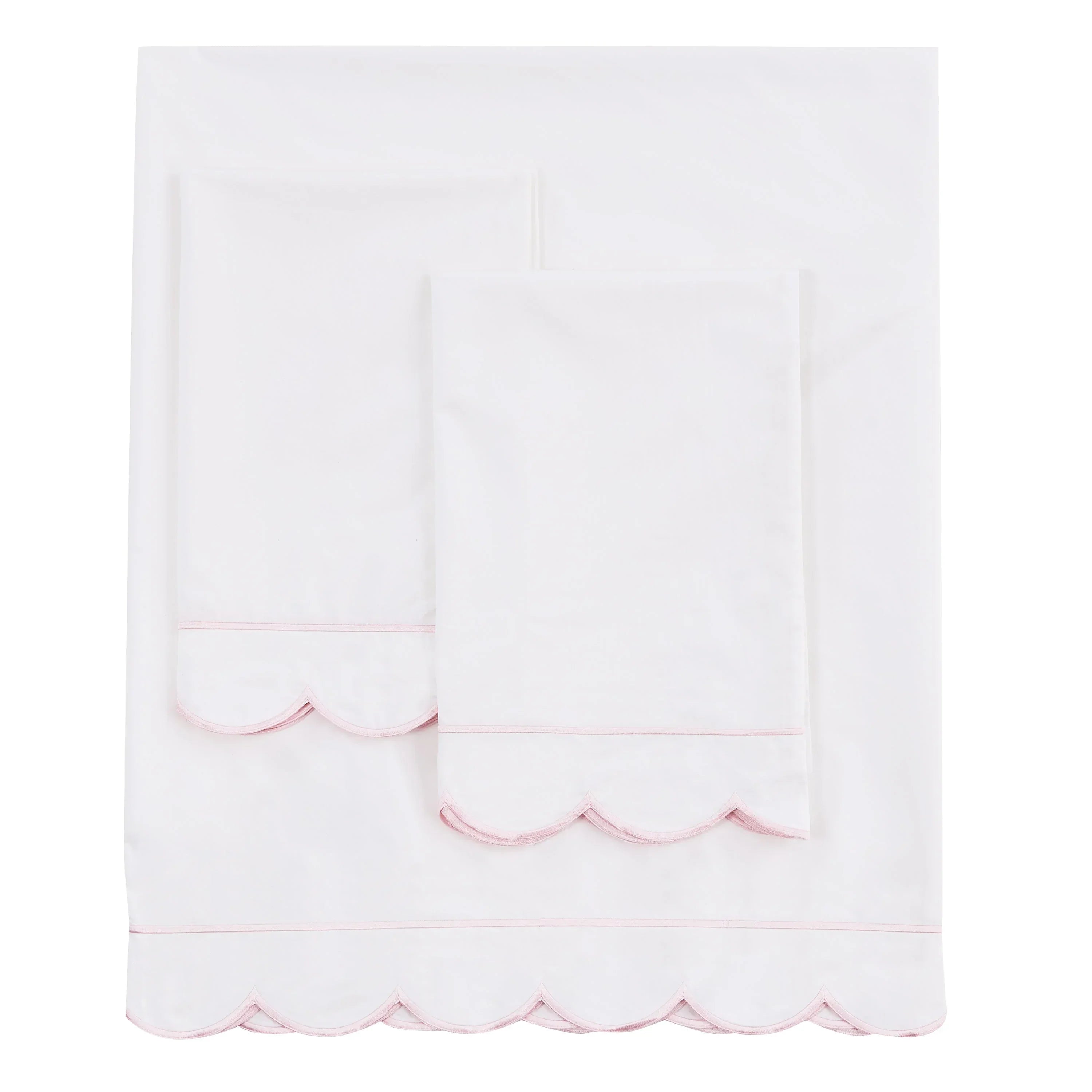 Scallop Frame Embroidered Cotton Percale Sheet Set Mélange Home