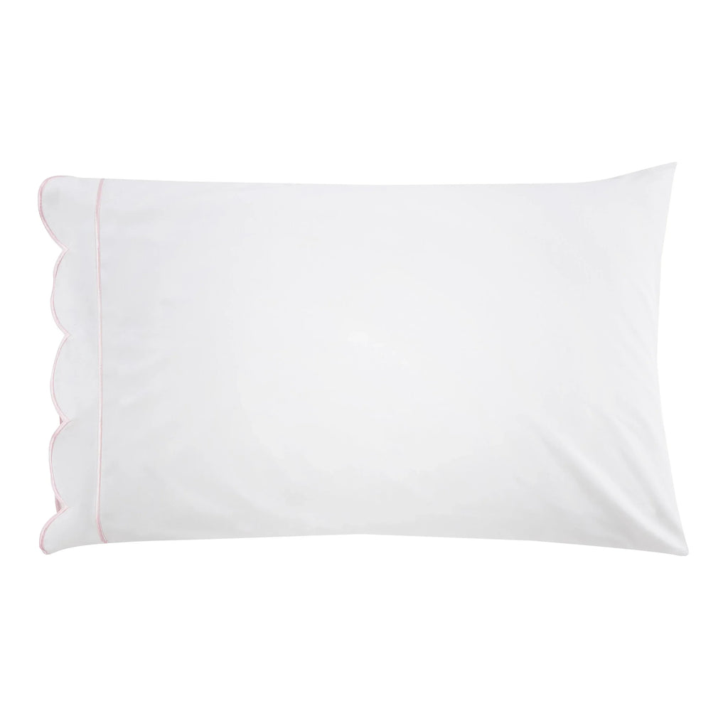 Scallop Frame Embroidered Cotton Percale Sheet Set Mélange Home
