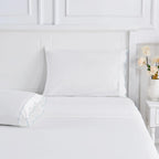 Scallop Frame Embroidered Cotton Percale Sheet Set Mélange Home