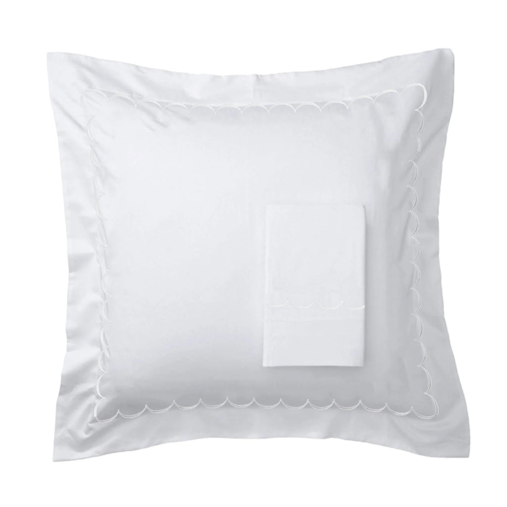 600 Thread Count Scallop Embroidered Euro Sham Pairs Mélange Home