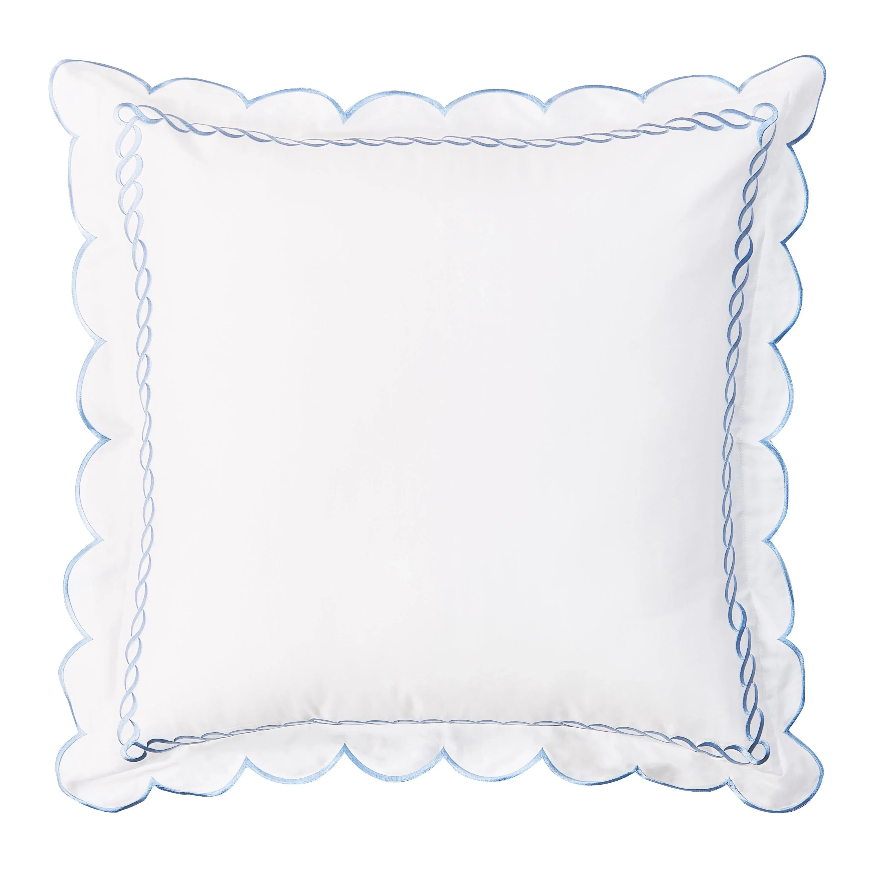 600 Thread Count Scallop Rope Embroidered Cotton Euro Sham Pair Mélange Home