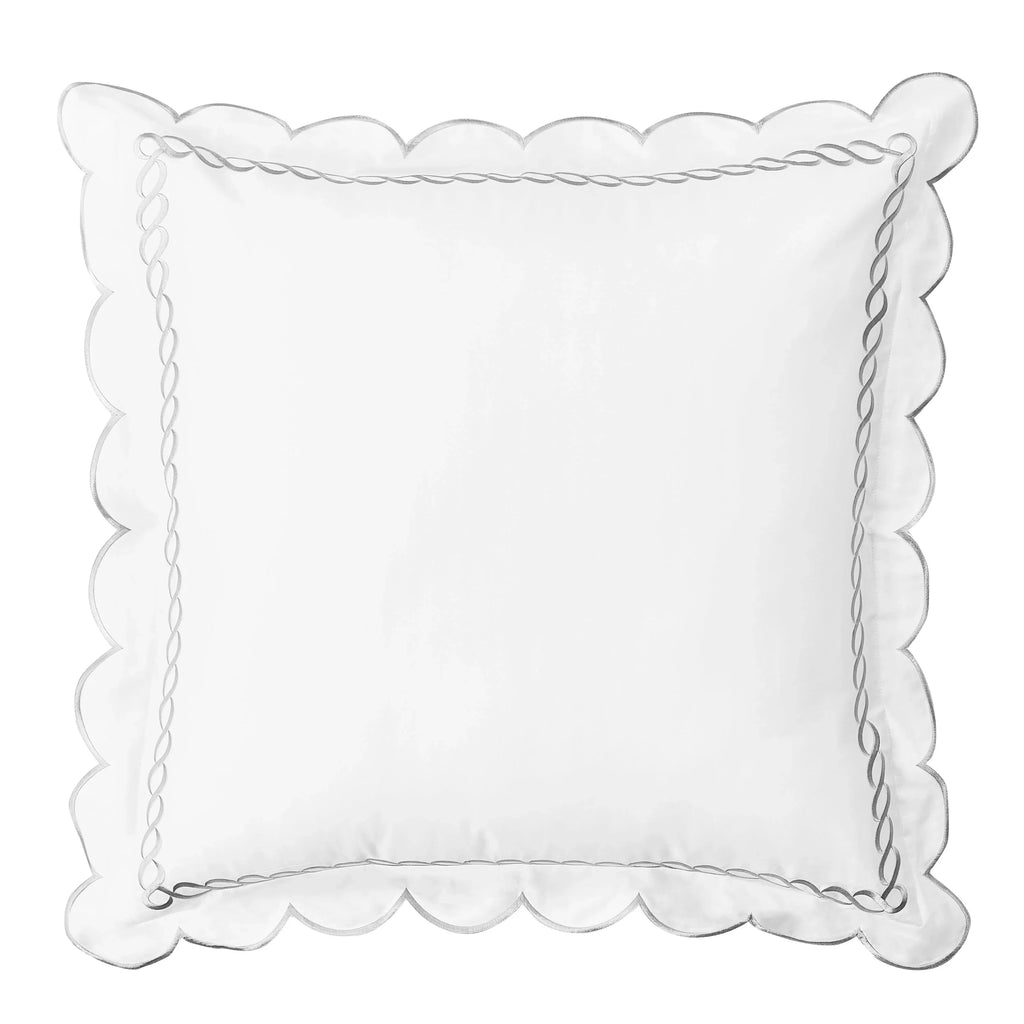 600 Thread Count Scallop Rope Embroidered Cotton Euro Sham Pair Mélange Home