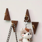 Walnut wall hooks with golden accents, rust proof screws - House of Avana