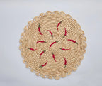 Scattered Chili Handwoven Raffia Round Placemat – Artisan Table Décor Payton James
