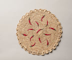 Scattered Chili Handwoven Raffia Round Placemat – Artisan Table Décor Payton James