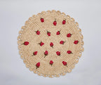 Scattered Strawberry Hand-Crocheted Raffia Palm Round Placemat Payton James