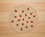 Scattered Strawberry Hand-Crocheted Raffia Palm Round Placemat Payton James