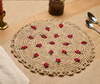 Scattered Strawberry Hand-Crocheted Raffia Palm Round Placemat Payton James