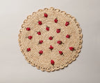 Scattered Strawberry Hand-Crocheted Raffia Palm Round Placemat Payton James