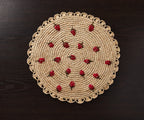 Scattered Strawberry Hand-Crocheted Raffia Palm Round Placemat Payton James