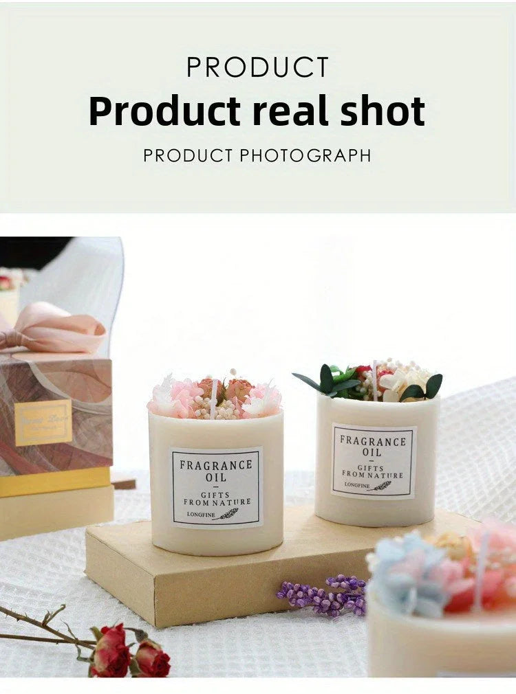 Eternal flower scented candles, white glass 8oz set, elegant home fragrance - House of Avana