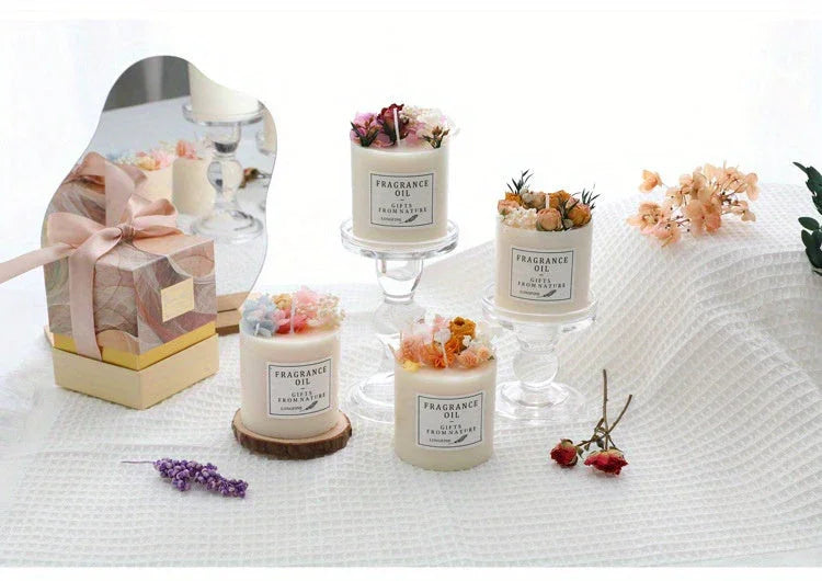 Eternal flower scented candles, white glass 8oz set, elegant home fragrance - House of Avana