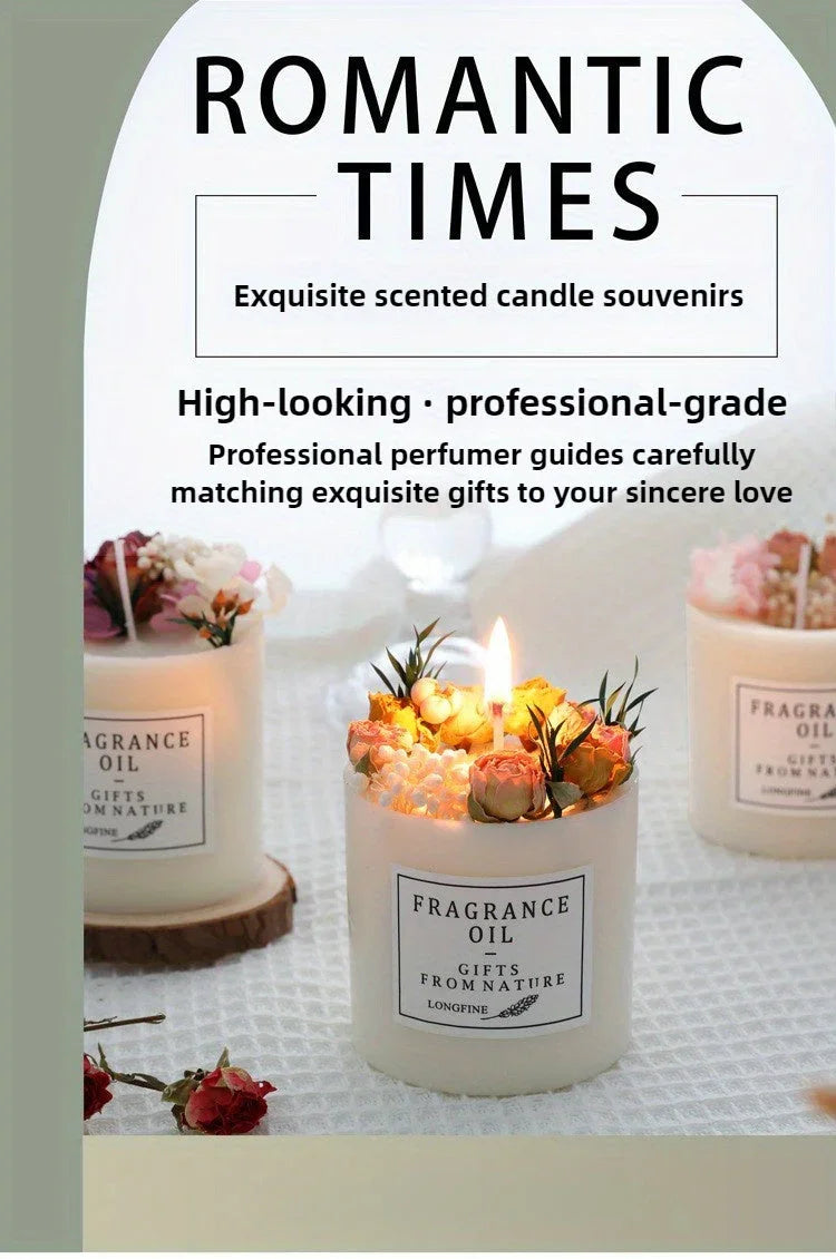 Eternal flower scented candles, white glass 8oz set, elegant home fragrance - House of Avana