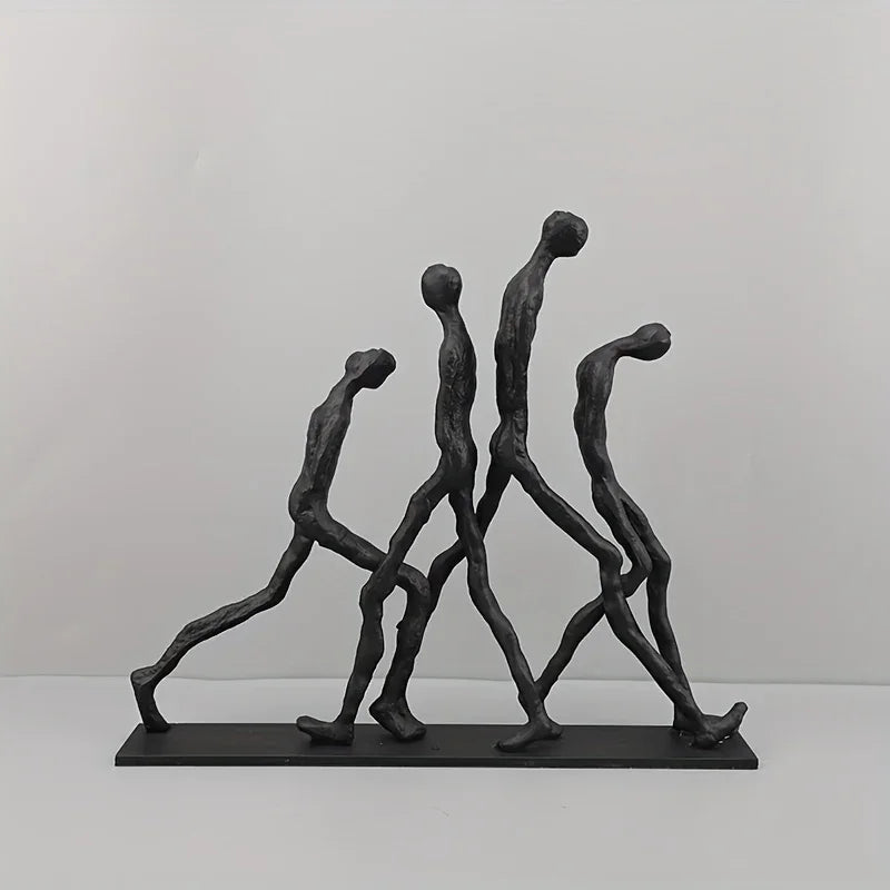 Abstract Human Figure Sculpture - Silver Indoor Decor, back view - House Of Avana
