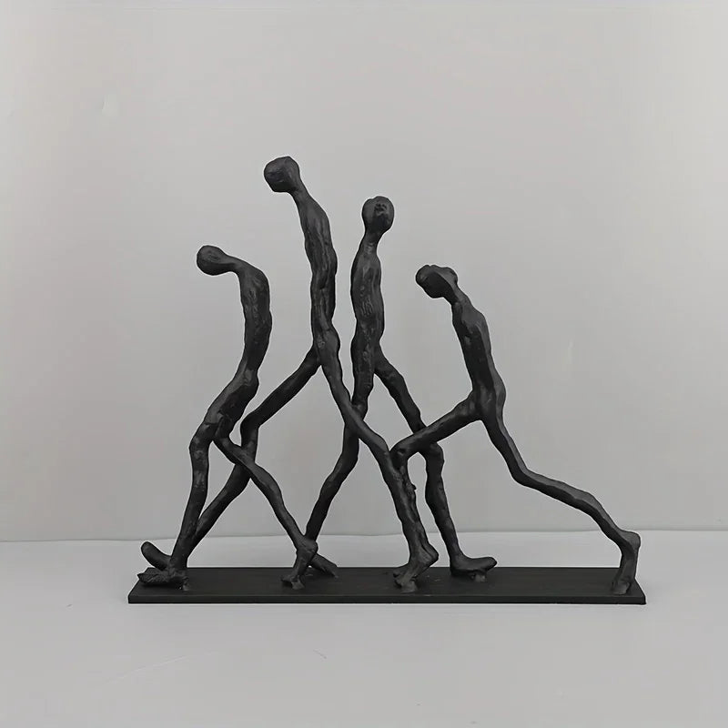 Abstract Human Figure Sculpture - Silver Indoor Decor, side view - House Of Avana