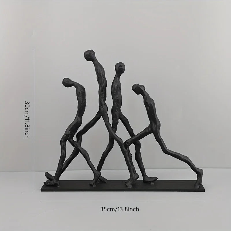 Abstract Human Figure Sculpture - Silver Indoor Decor, detail shot - House Of Avana