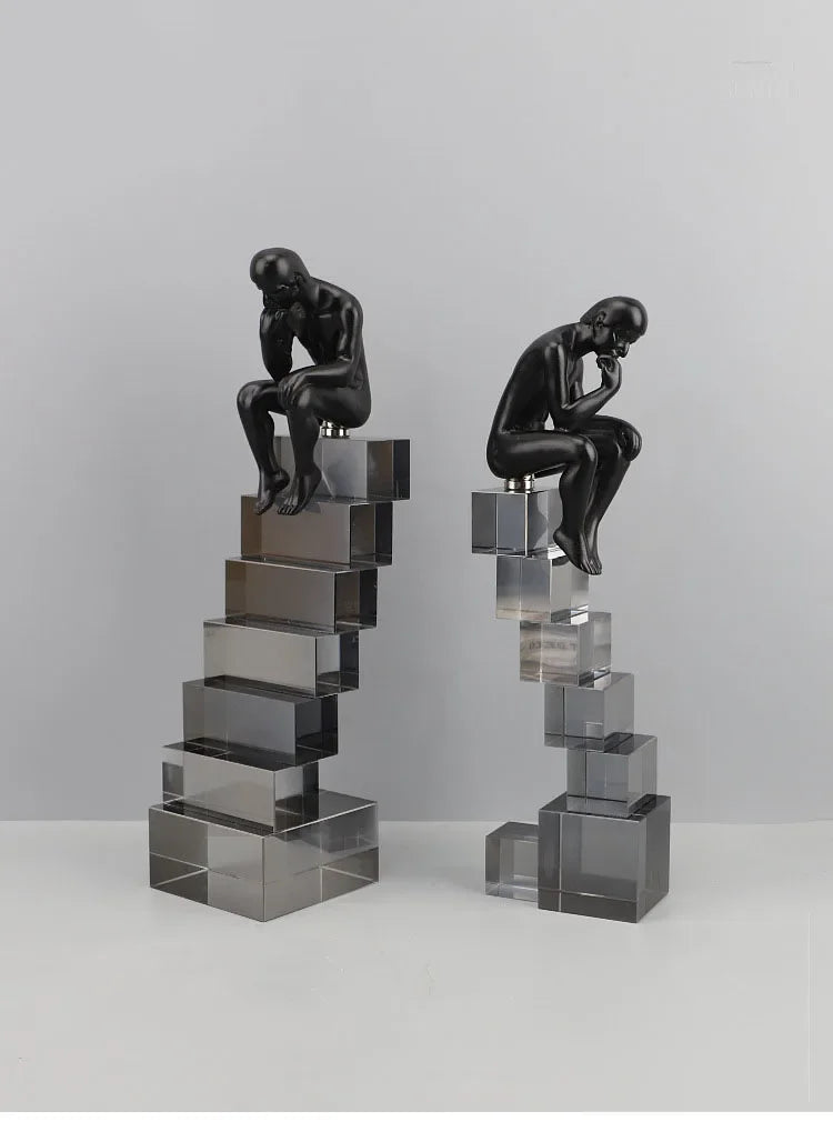 Crystal Figure - Transparent Ladder Desk Sculpture, angled view - House Of Avana