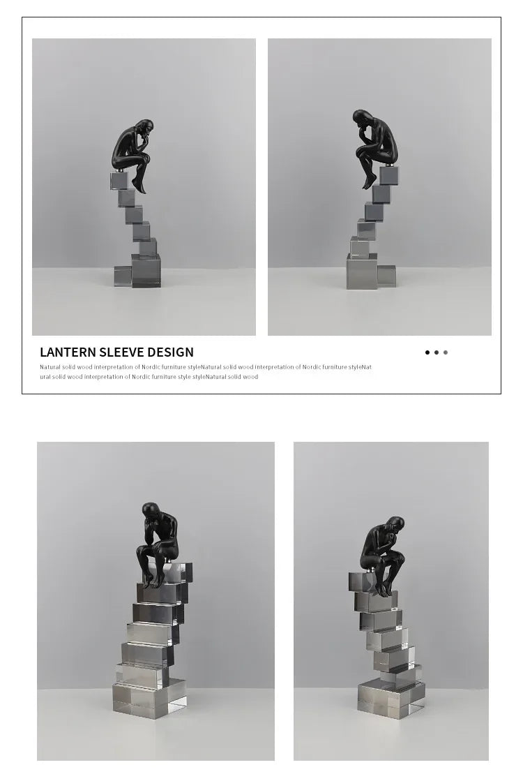 Crystal Figure - Transparent Ladder Desk Sculpture, angled view - House Of Avana