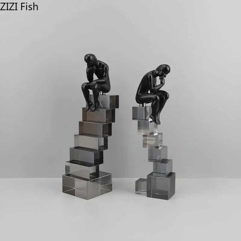 Crystal Figure - Transparent Ladder Desk Sculpture, back view - House Of Avana