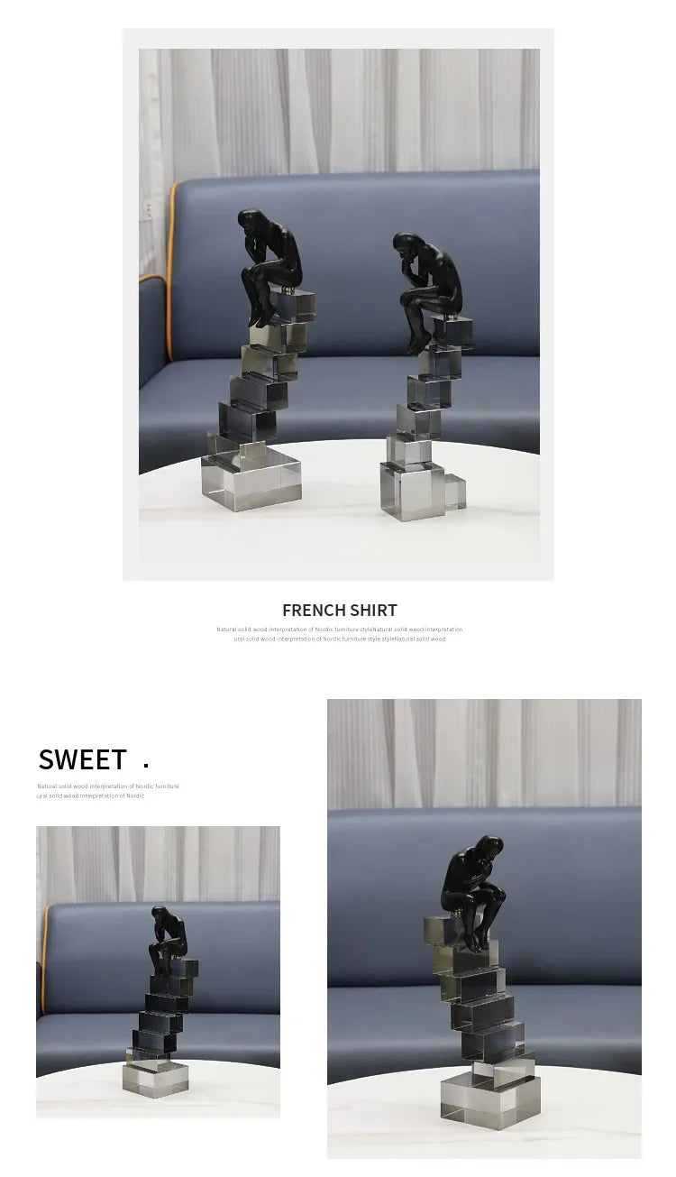 Crystal Figure - Transparent Ladder Desk Sculpture, dimensions view - House Of Avana