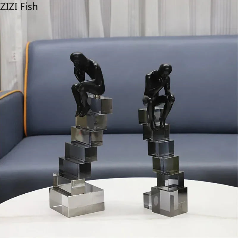 Crystal Figure - Transparent Ladder Desk Sculpture, front view - House Of Avana