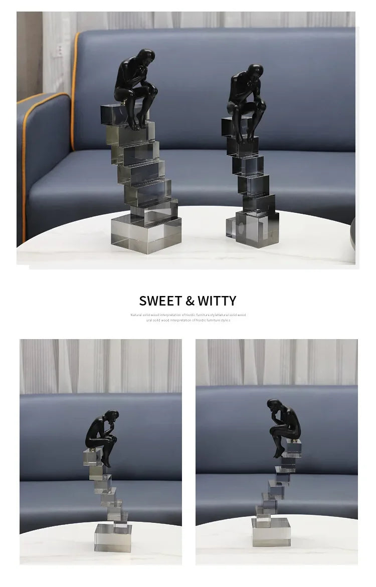 Crystal Figure - Transparent Ladder Desk Sculpture, in-use display - House Of Avana