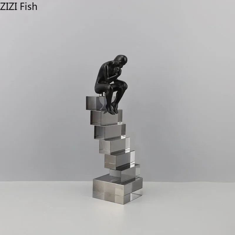 Crystal Figure - Transparent Ladder Desk Sculpture, lifestyle image - House Of Avana