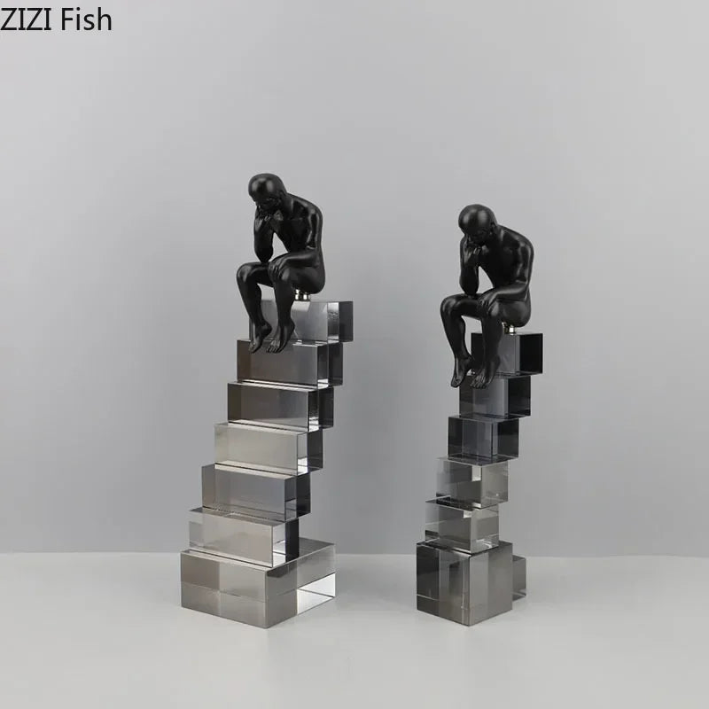 Crystal Figure - Transparent Ladder Desk Sculpture, side view - House Of Avana