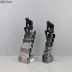 Crystal Figure - Transparent Ladder Desk Sculpture, side view - House Of Avana