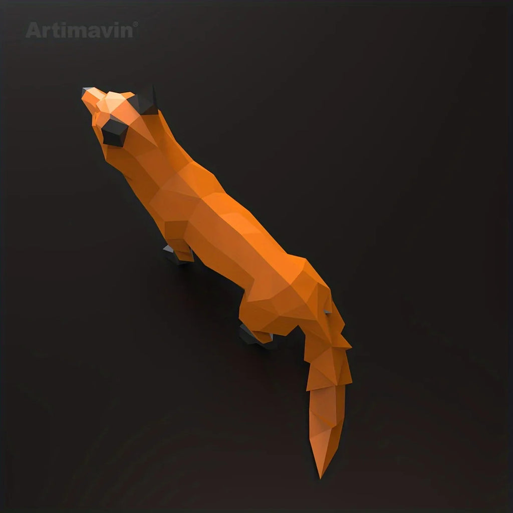 Artimavin Diy Fox Sculpture Kit - 3d Paper Craft Model, Handmade Origami Decor, Artistic Home Accent - House Of Avana