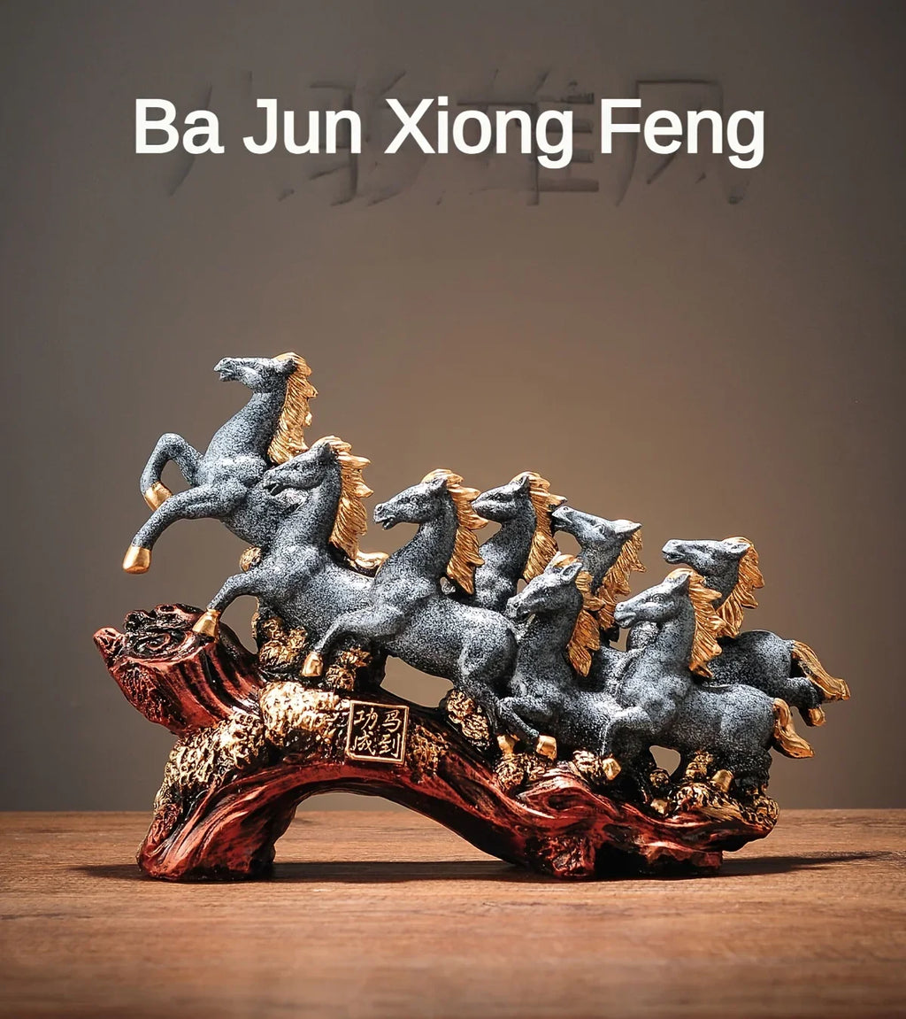 Resin Eight Horses Sculpture – Alphabet Animal Themed Collectible Figurines for Various Room Types –... - House Of Avana