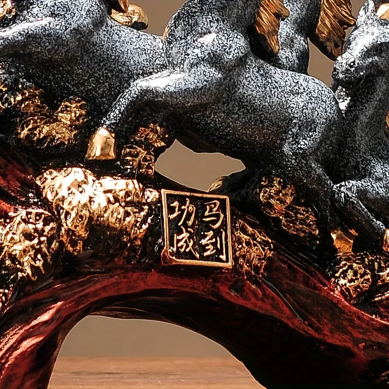 Resin Eight Horses Sculpture – Alphabet Animal Themed Collectible Figurines for Various Room Types –... - House Of Avana