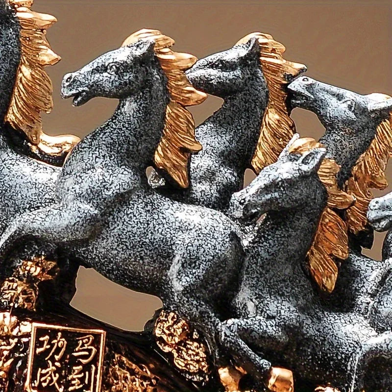 Resin Eight Horses Sculpture – Alphabet Animal Themed Collectible Figurines for Various Room Types –... - House Of Avana