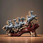 Resin Eight Horses Sculpture – Alphabet Animal Themed Collectible Figurines for Various Room Types –... - House Of Avana