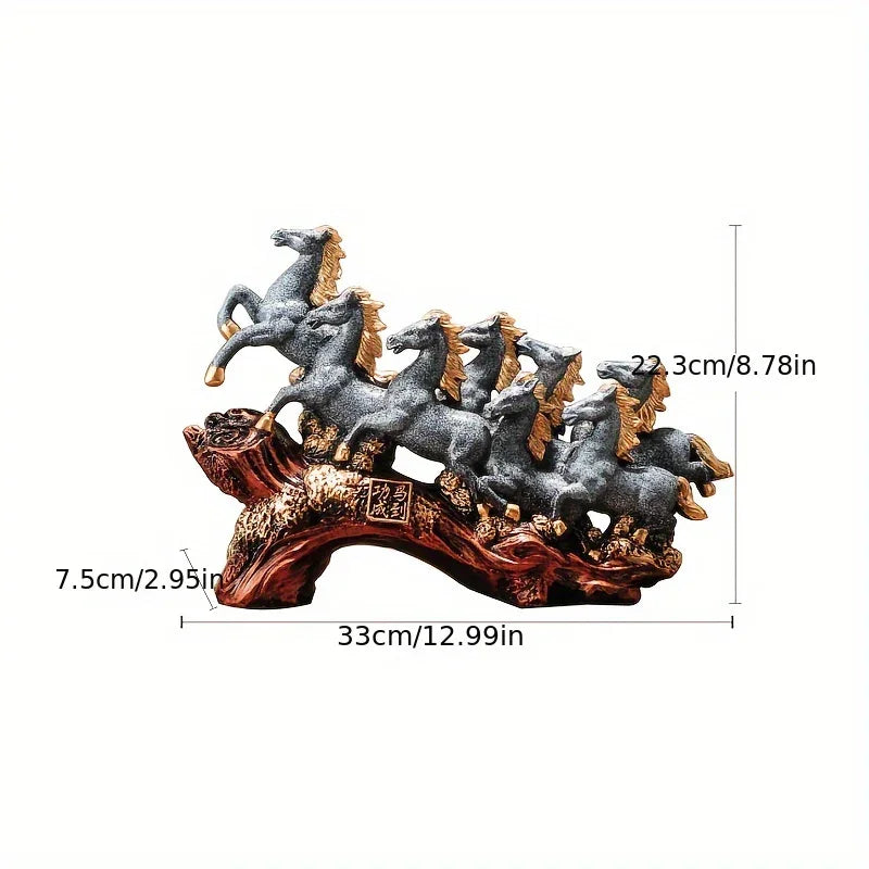 Resin Eight Horses Sculpture – Alphabet Animal Themed Collectible Figurines for Various Room Types –... - House Of Avana