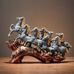 Resin Eight Horses Sculpture – Alphabet Animal Themed Collectible Figurines for Various Room Types –... - House Of Avana