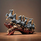 Resin Eight Horses Sculpture – Alphabet Animal Themed Collectible Figurines for Various Room Types –... - House Of Avana