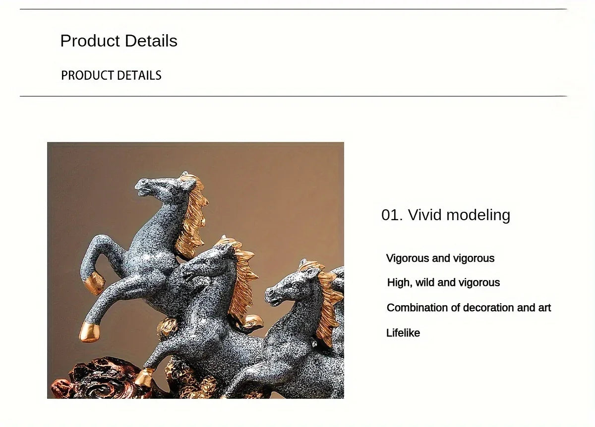 Resin Eight Horses Sculpture – Alphabet Animal Themed Collectible Figurines for Various Room Types –... - House Of Avana