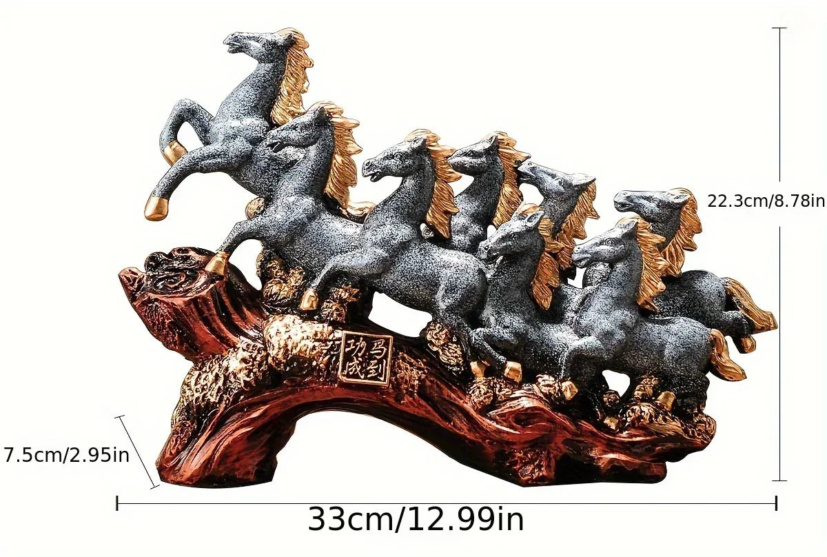 Resin Eight Horses Sculpture – Alphabet Animal Themed Collectible Figurines for Various Room Types –... - House Of Avana