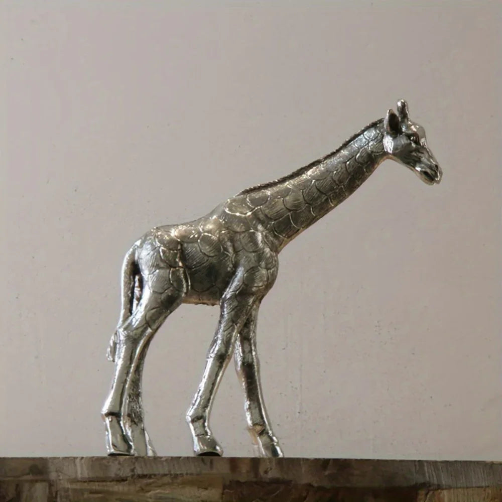 Vintage Style Giraffe Sculpture for Home Decor, angled view - House Of Avana